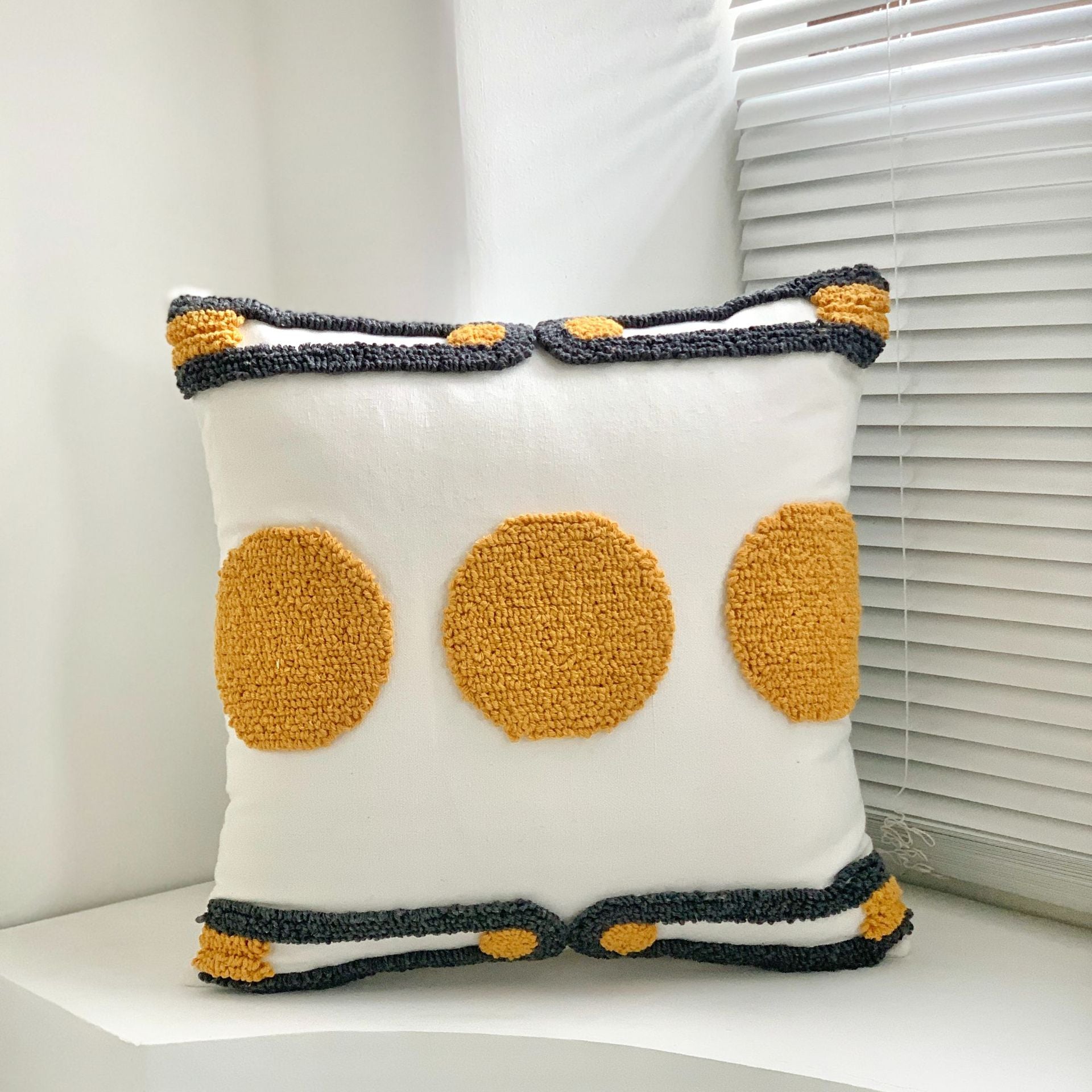 Boho Tufted Embroidered Decorative Throw Pillow for Couch