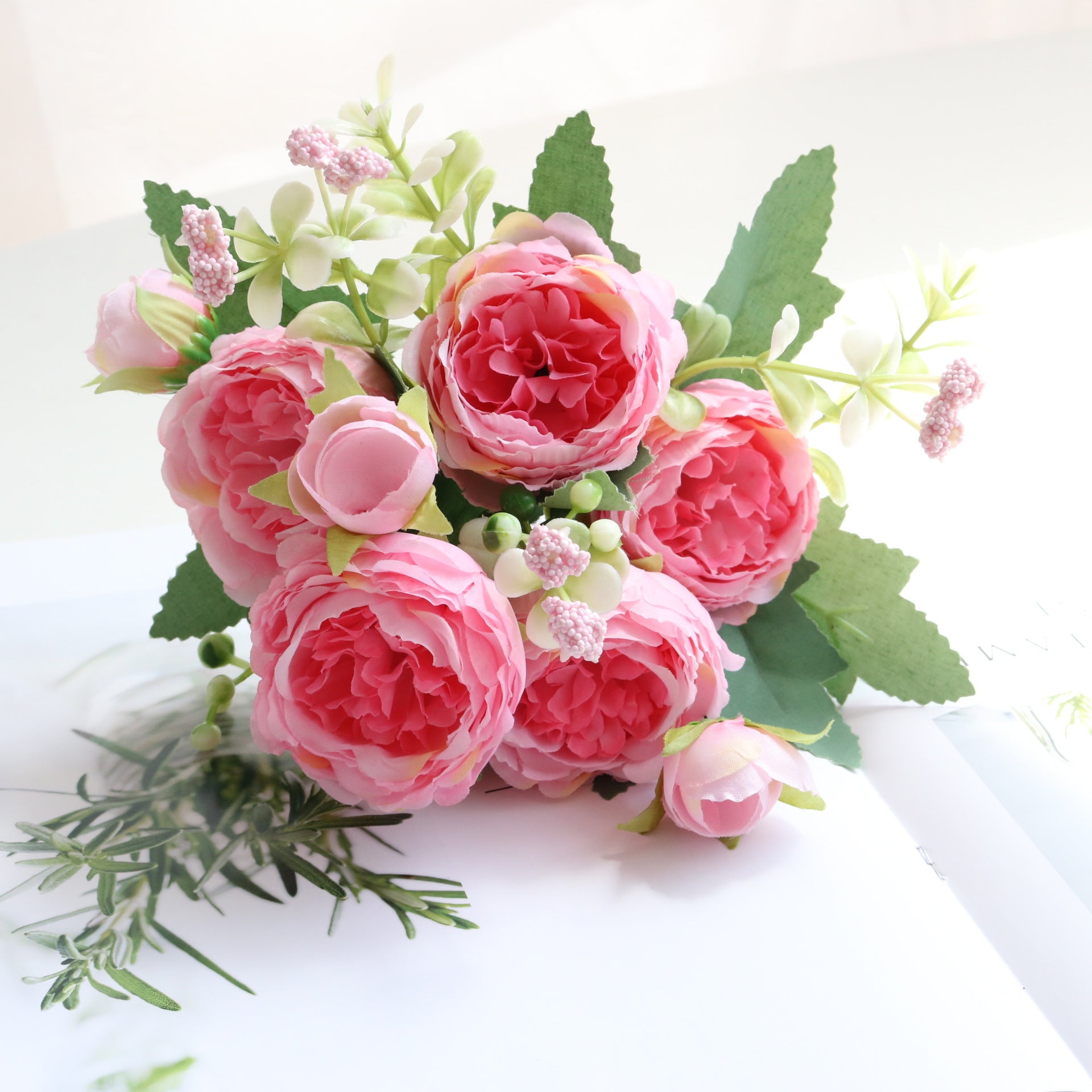 Valentine 5-Head Faux Persian Rose Mini Bouquet Home Decor