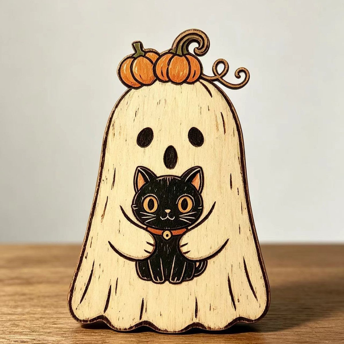 Spooky Halloween Wooden Sign Tabletop Figurine Seasonal Decor