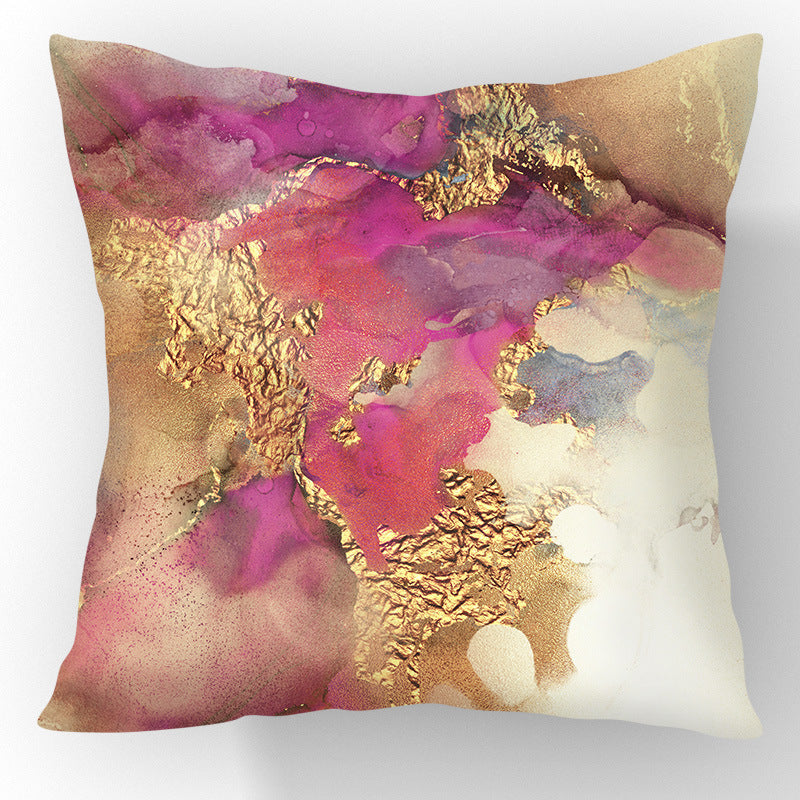 Nordic Gold Foil Abstract Velvet Throw Pillow Cover