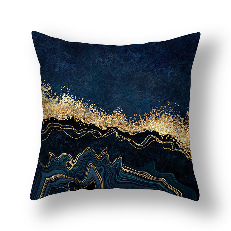 Abstract Gold Foil Linen Throw Pillow Cover 18x18 Square