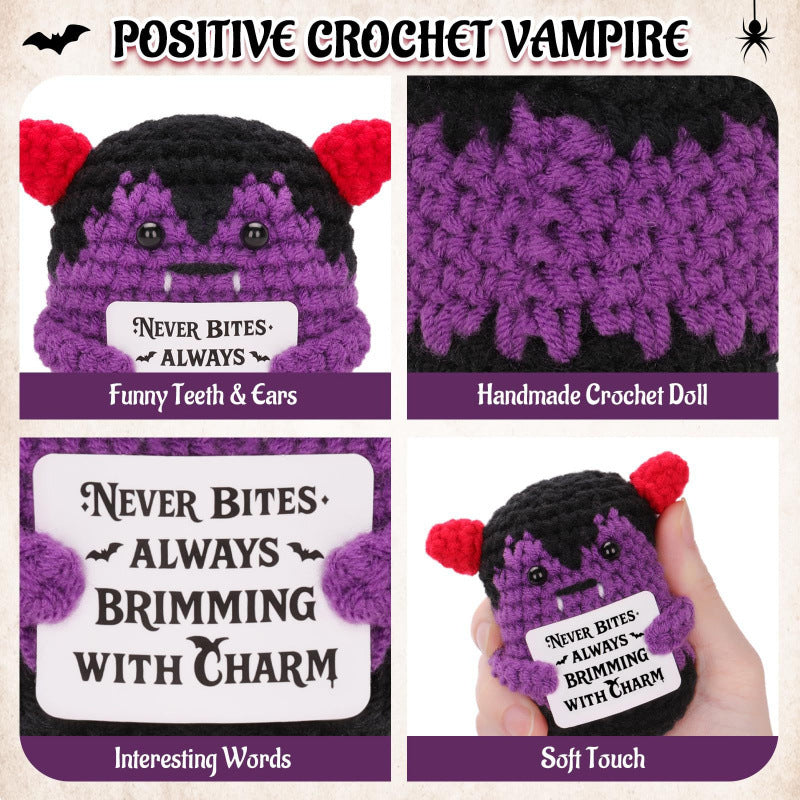 Handmade Crochet Vampire Plush Doll Halloween Decor Gift