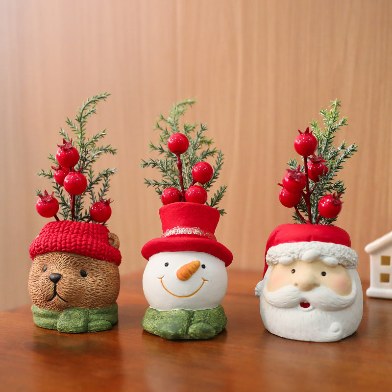 Foam Cement Christmas Character Planter Holiday Tabletop Decor