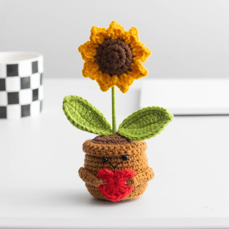 Valentine Holiday Decorations Crochet Flower Pot Decor