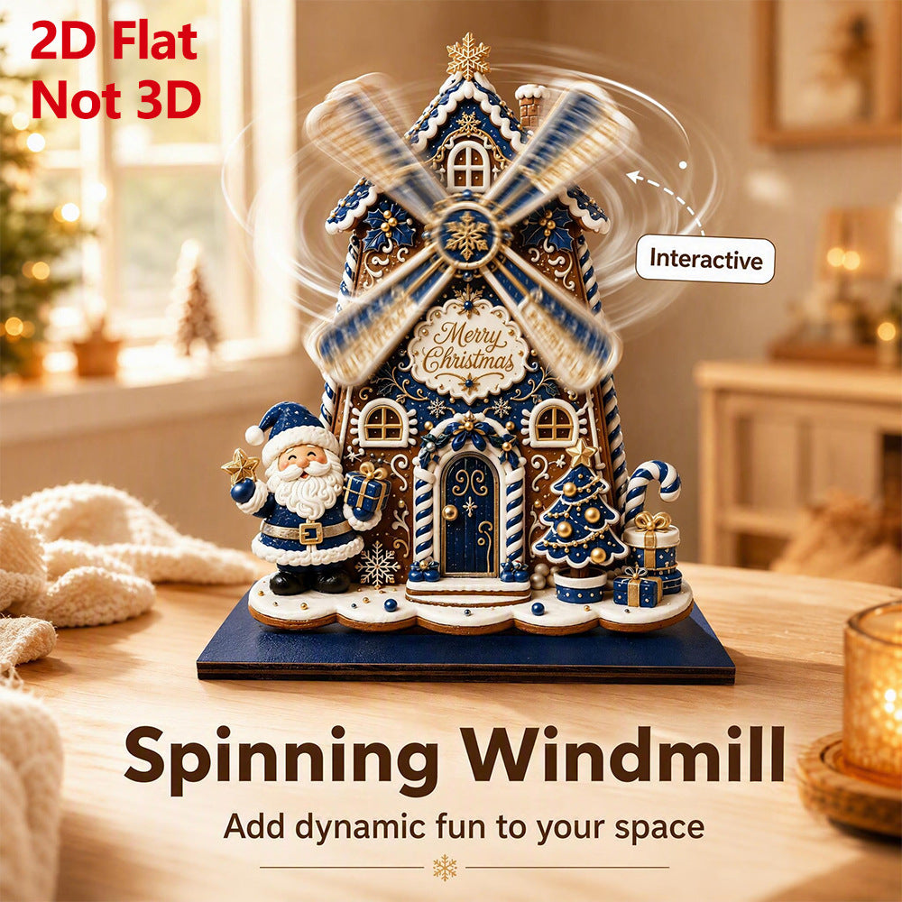 Christmas Santa Windmill Wooden Tabletop Decor