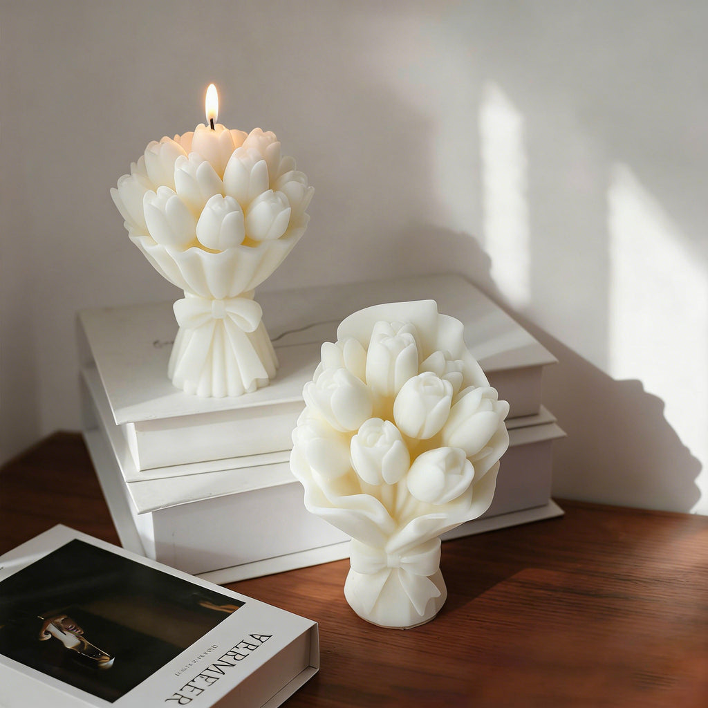 Tulip Flower Candle Floral Decor Romantic Home Accent Gift