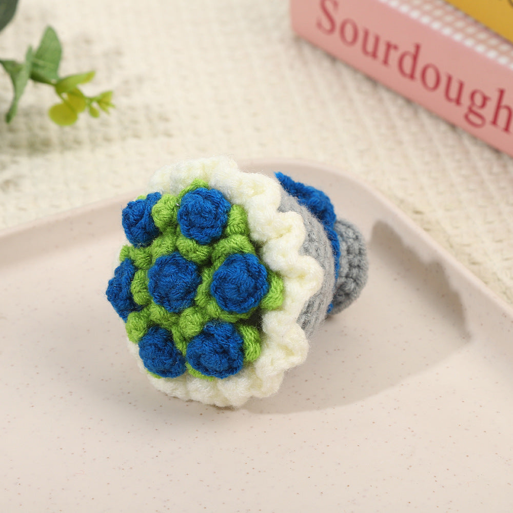 Valentines Crochet Flower Keychain Handmade Gift Decor