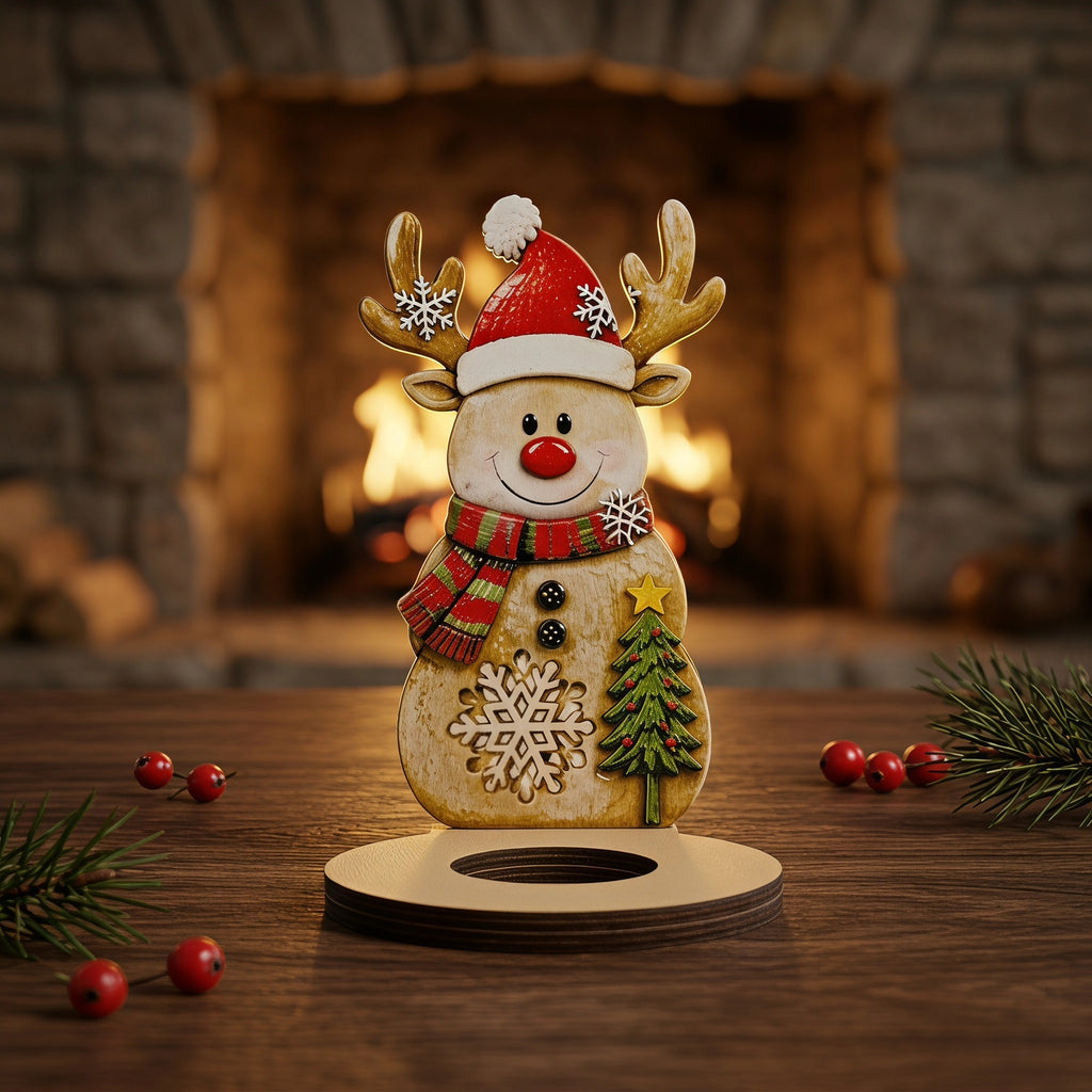 Christmas Wooden Character Candle Holder Tabletop Decor