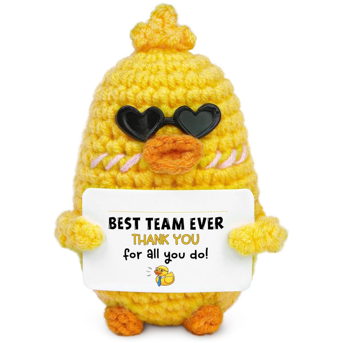 Handmade Crochet Duck Positive Message Plush Gift