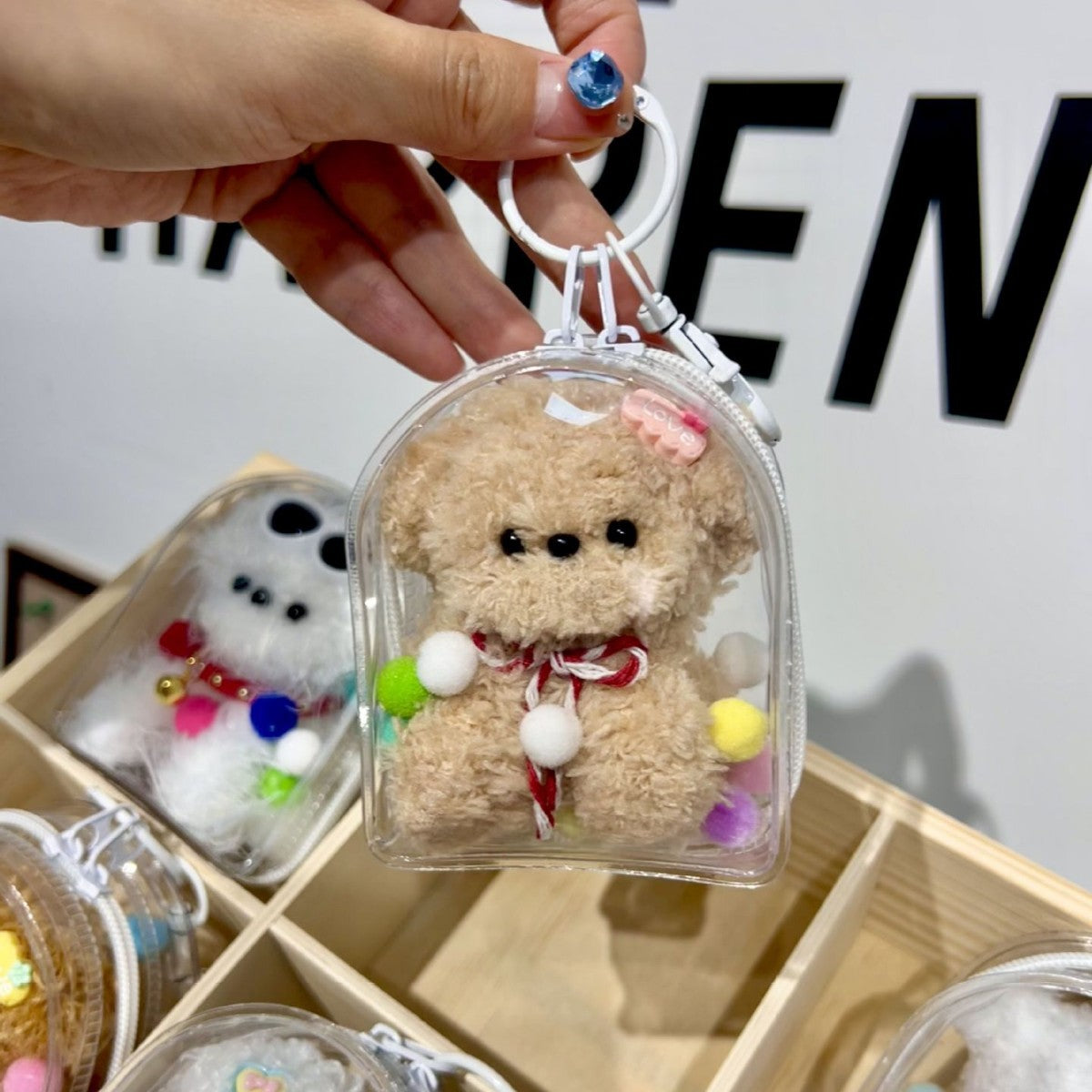 Cute Plush Puppy Bag Charm Mini Keychain Pouch