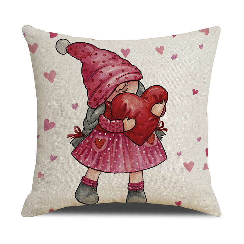 Valentine Gnome Pillow Covers Heart Decorative Home Accent