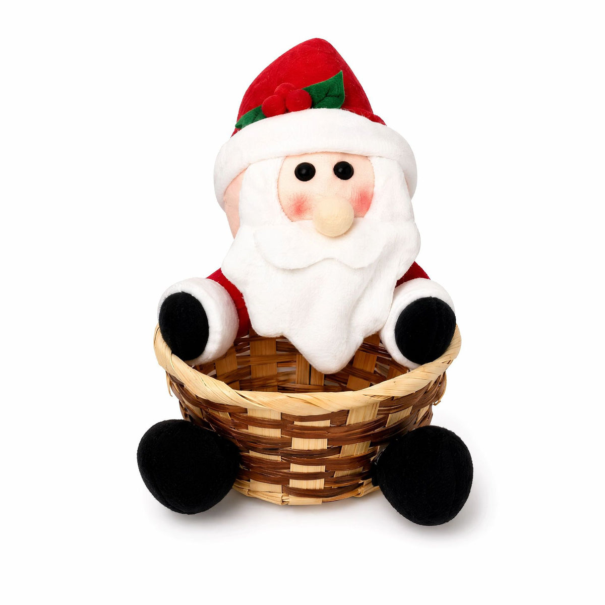 Rattan Christmas Candy Basket Holiday Tabletop Decor