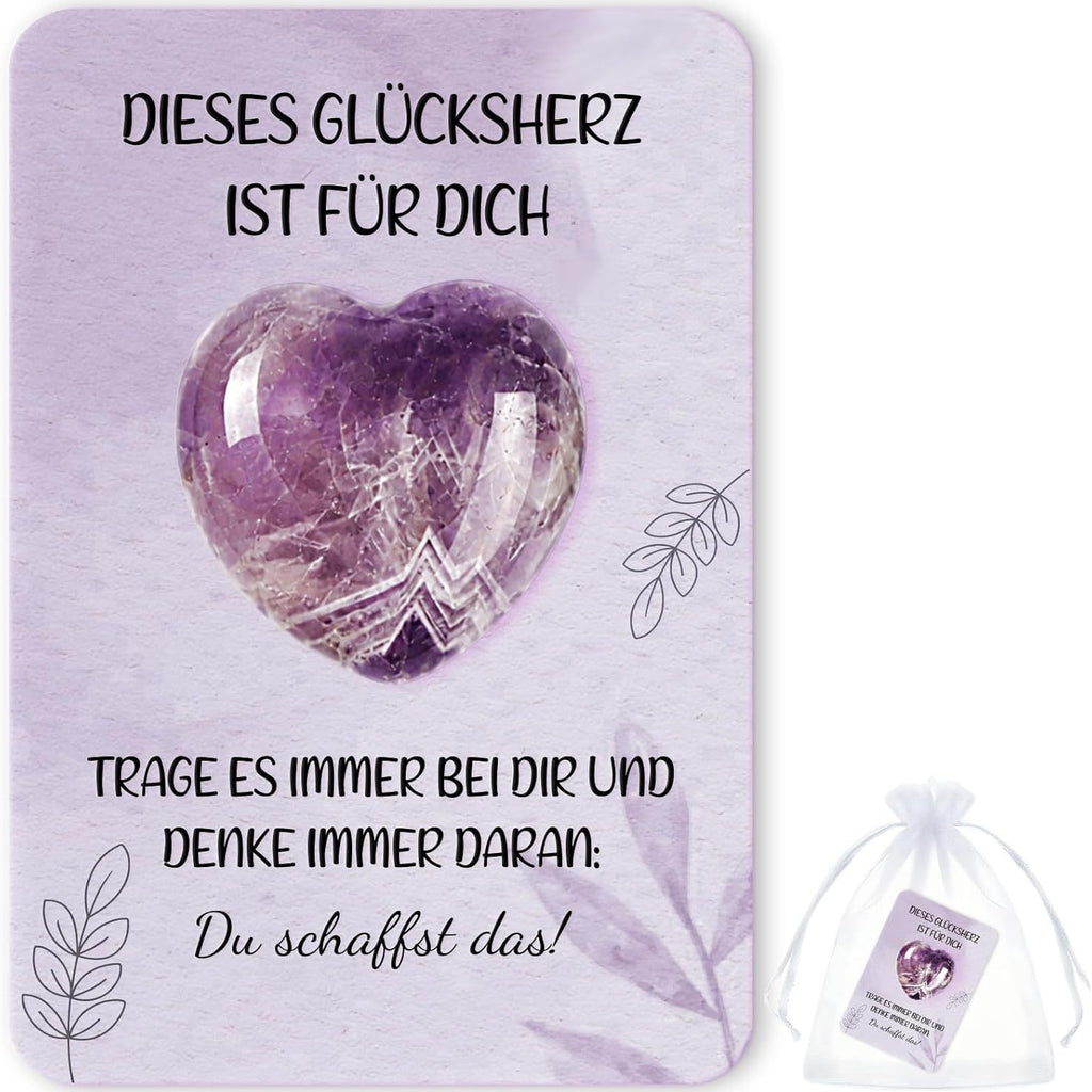 Crystal Heart Stone with Inspirational Card Positive Energy Gift