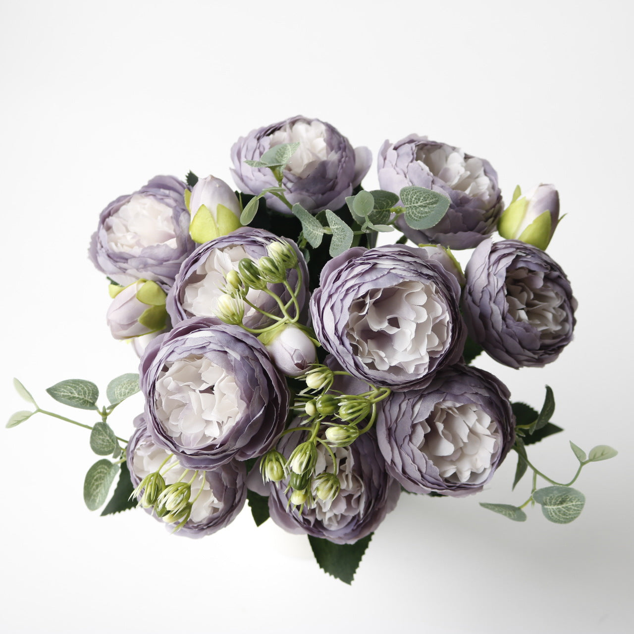 Valentine 5-Head Faux Peony Rose Floral Bouquet Decor