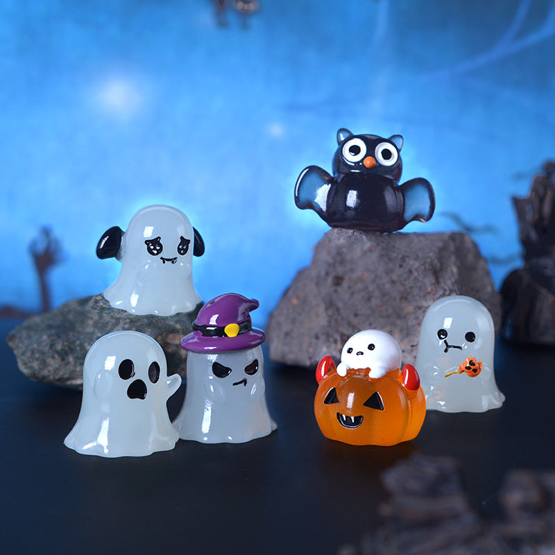 Halloween Ghost Glow In The Dark Resin Mini Figurines Decor