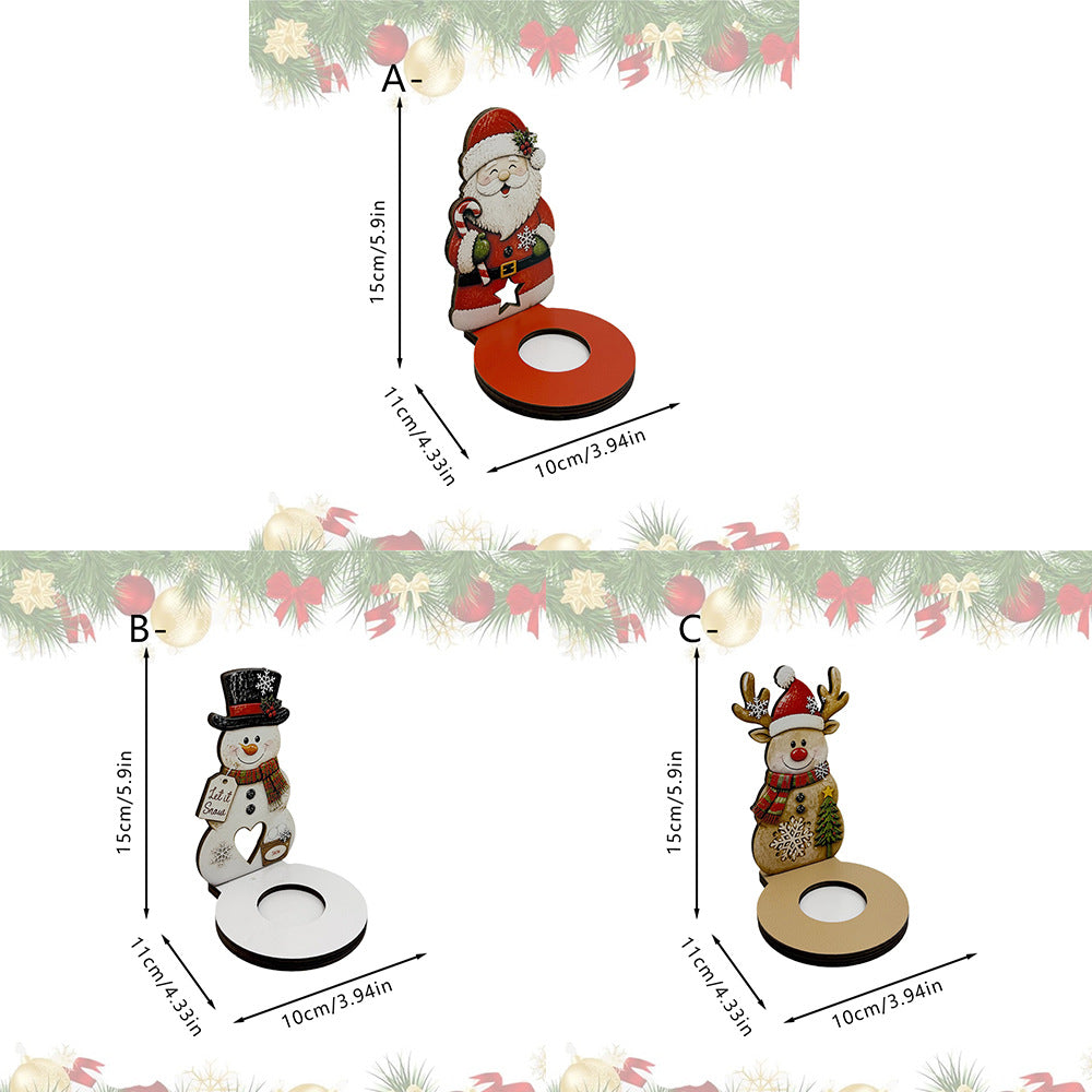 Christmas Wooden Character Candle Holder Tabletop Decor