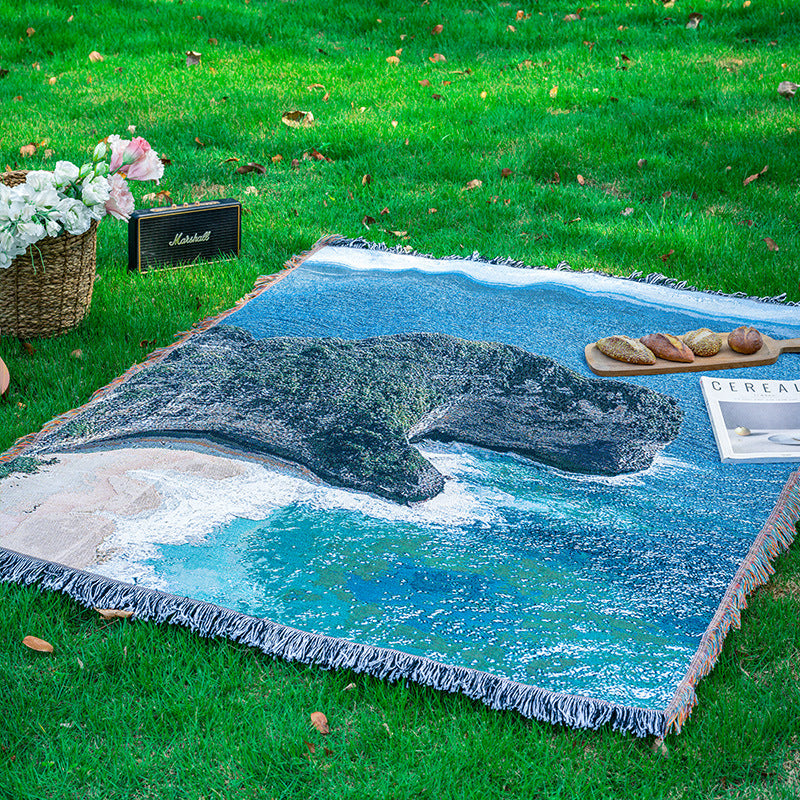 Scenic Woven Throw Blanket Jacquard Sofa Home Decor