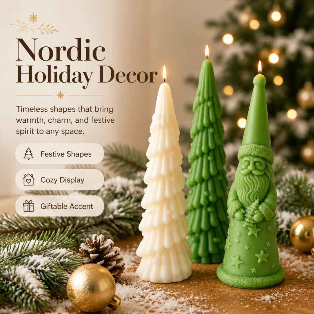 Santa Claus Christmas Tree Candle for Holiday Home Decor Gift