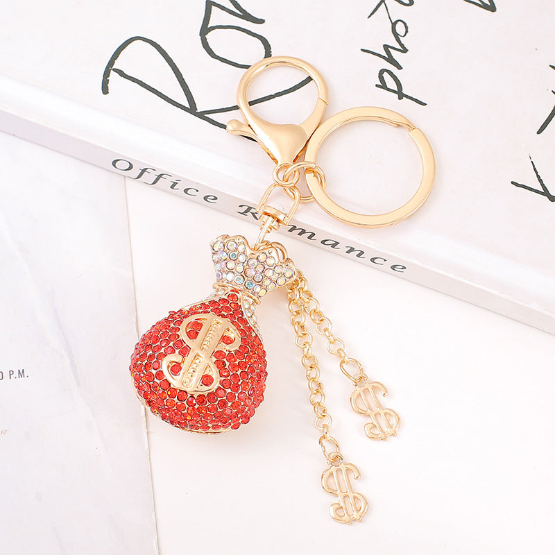 Rhinestone Money Bag Keychain Crystal Dollar Bag Charm