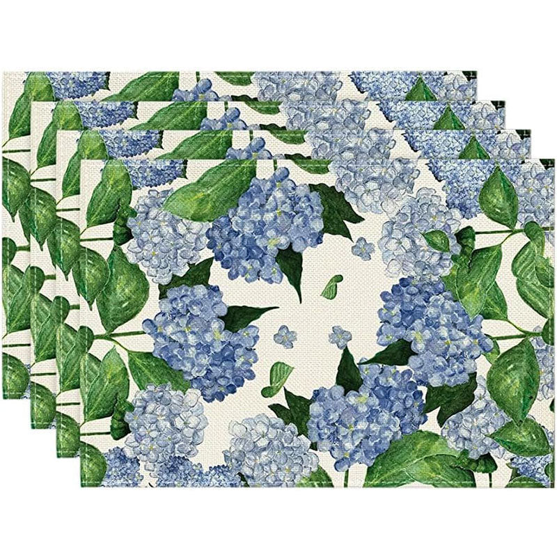 Floral Linen Table Placemats Spring Flower Dining Mats