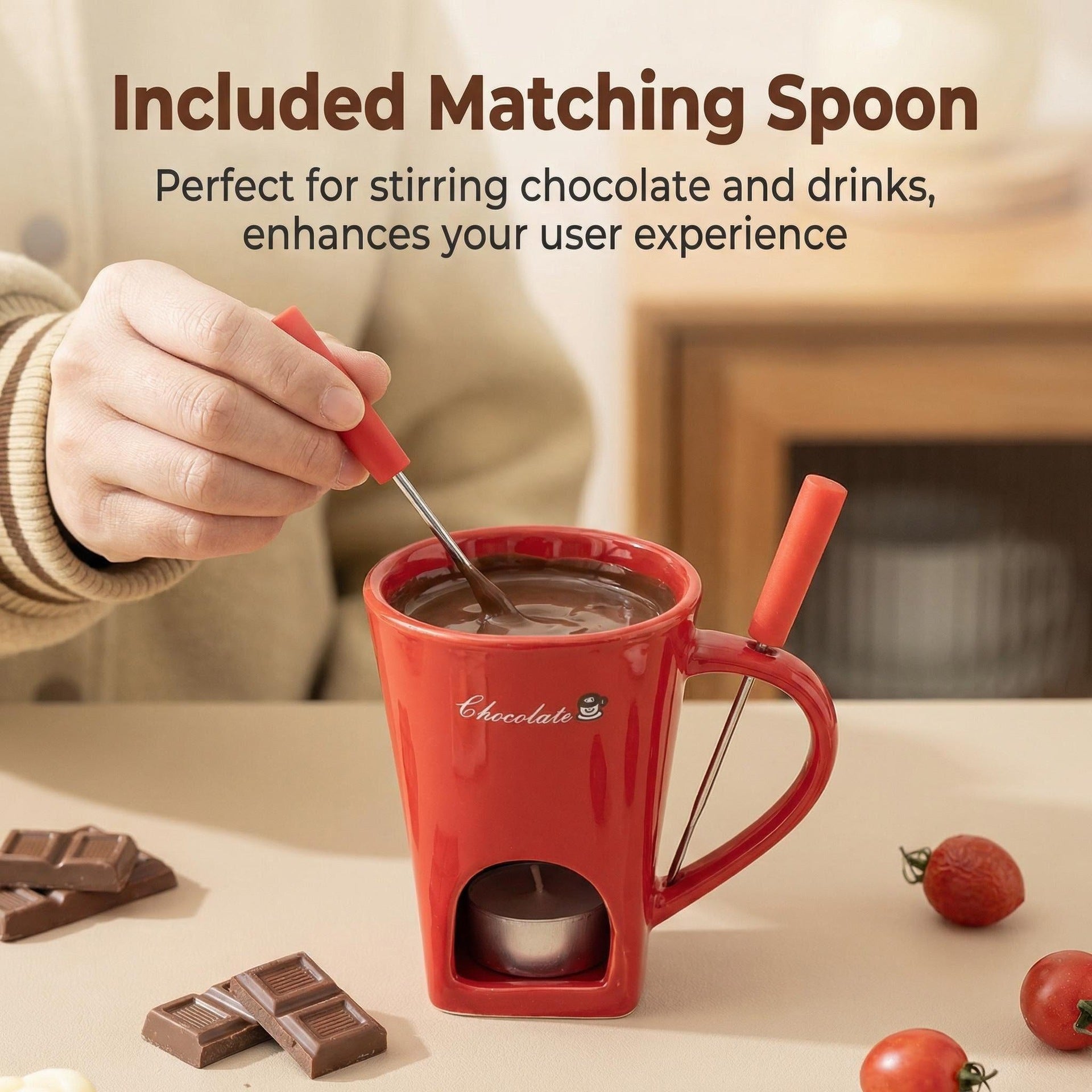 Ceramic Chocolate Mug with Hollow Candle Holder for Hot Drinks