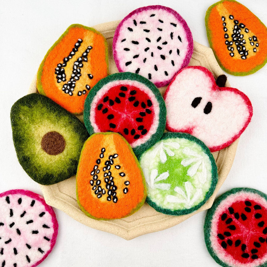Handmade Wool Felt Fruit Coaster Colorful Food Drink Mat