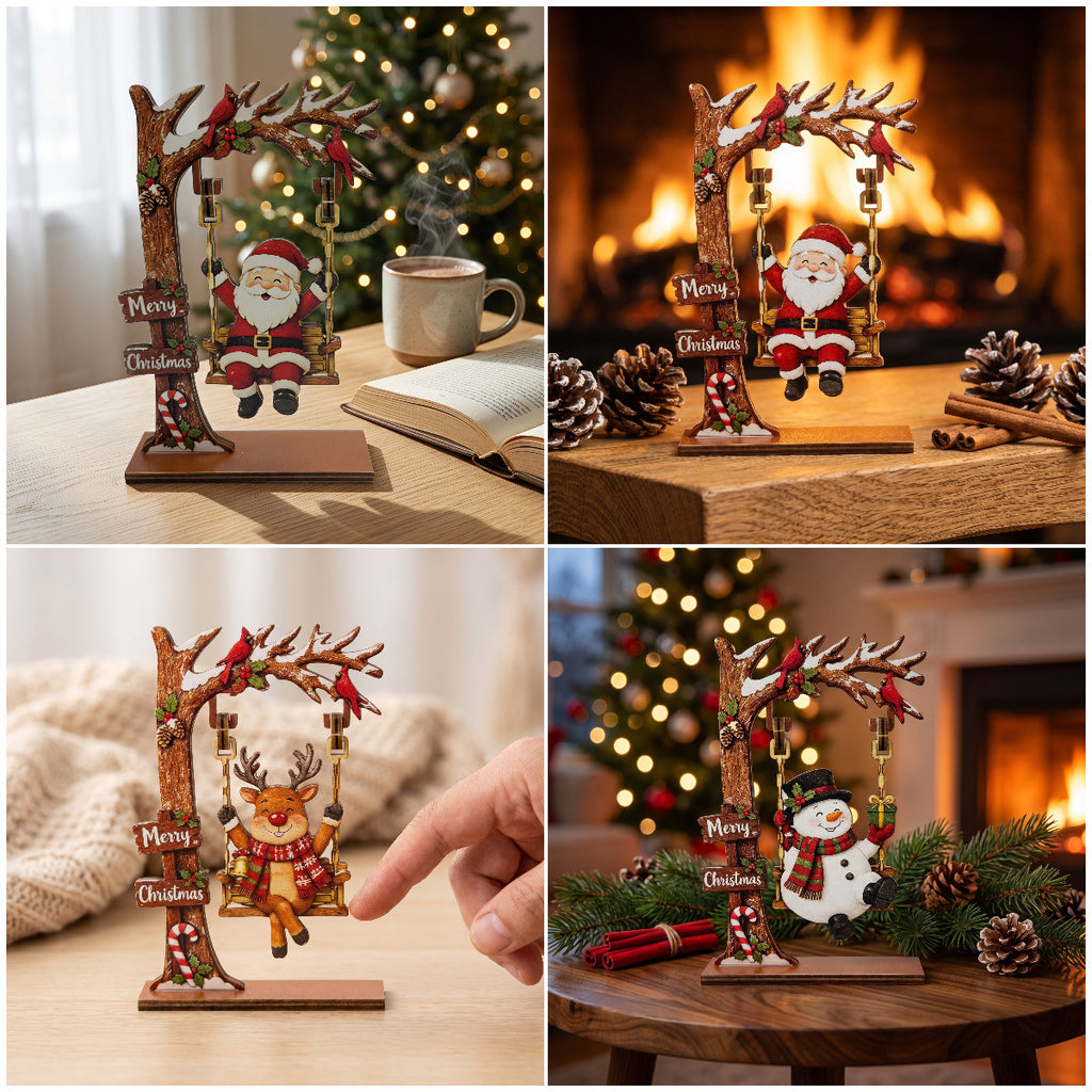 Christmas Wooden Swing Tabletop Holiday Decoration
