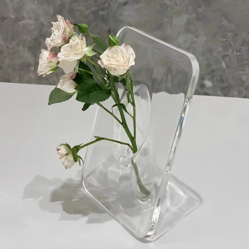Clear Acrylic Flower Vase for Tabletop Home Office Decor