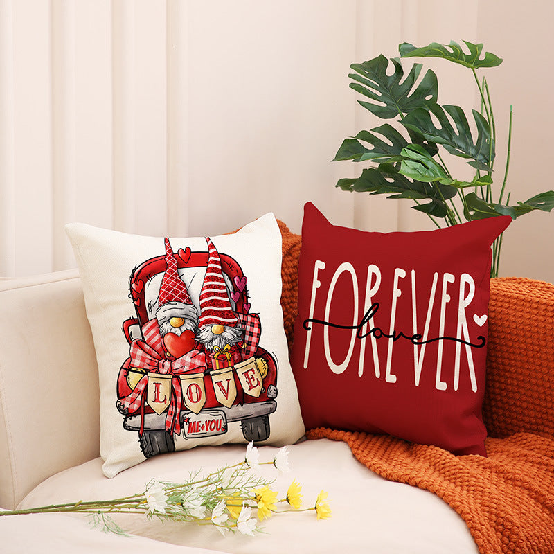 Valentine Gnome Pillow Covers Red Cartoon Decorative