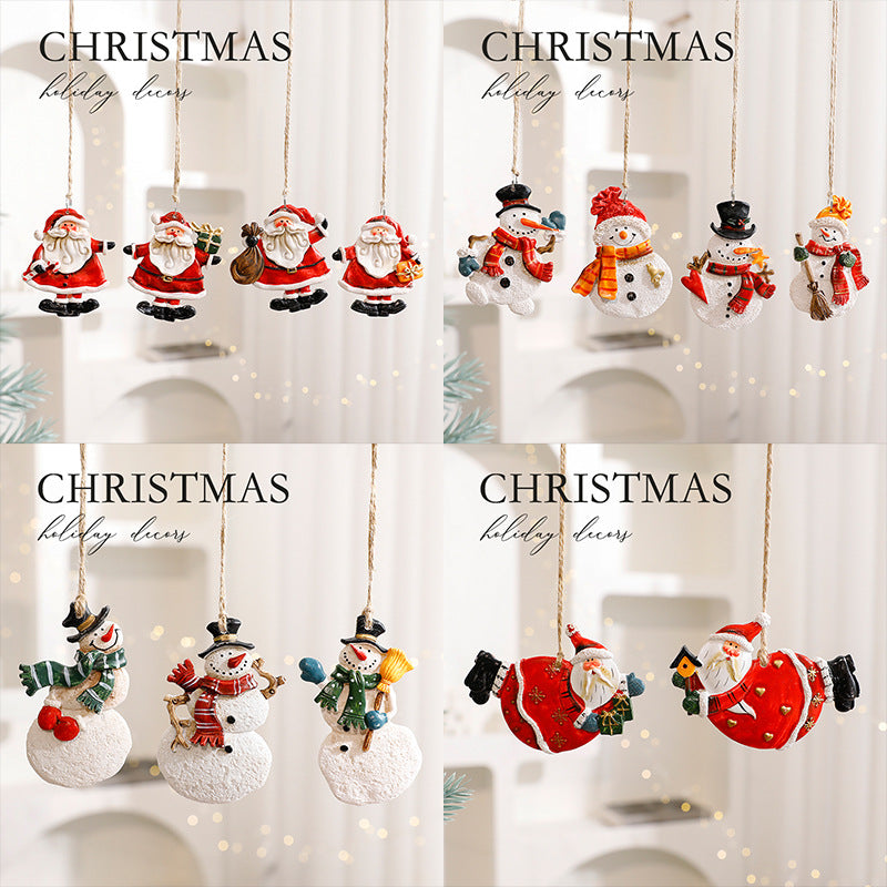 Resin Christmas Ornament Hanging Decor Set Holiday Decoration