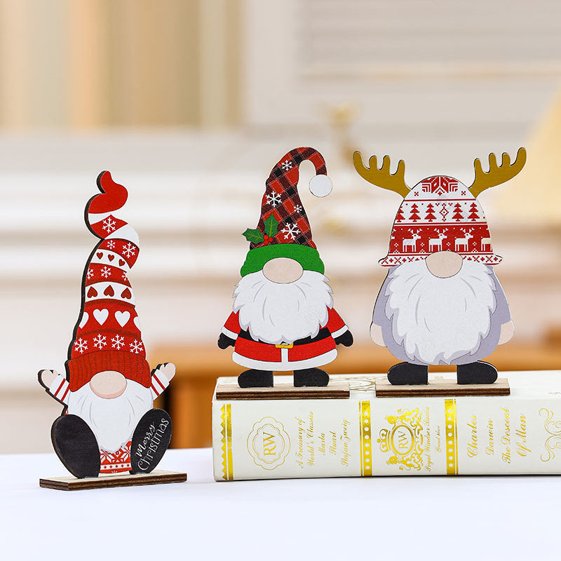Christmas Gnome Wooden Tabletop Figurine Holiday Decor