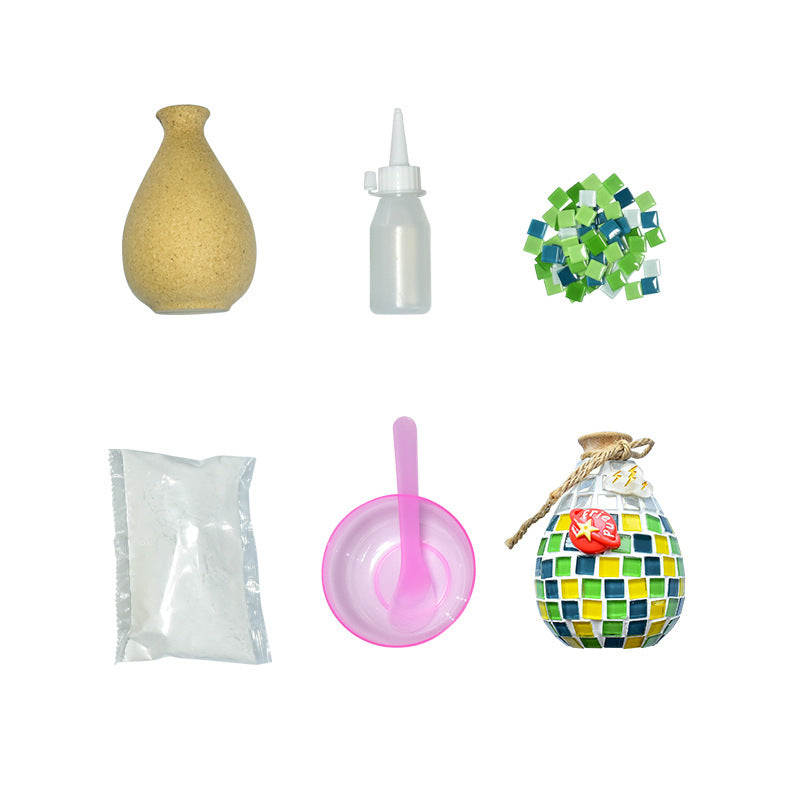 DIY Mosaic Vase Craft Kit Kids Art Activity Decorative Bottle Set