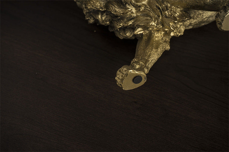 Gold Lion Statue Resin Sculpture for Home and Office Decor