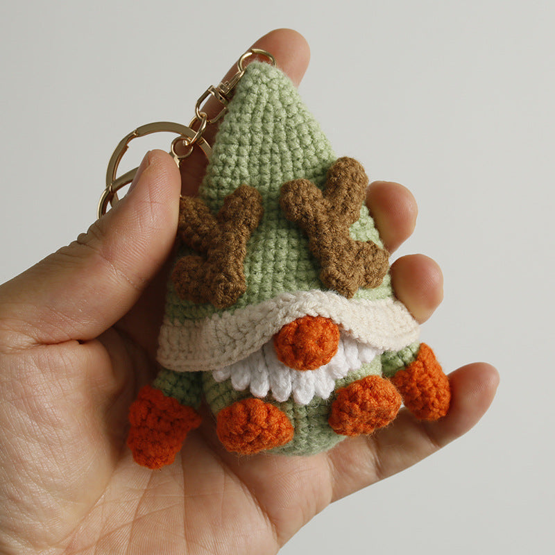 Handmade Crochet Christmas Gnome Reindeer Holiday Keychain