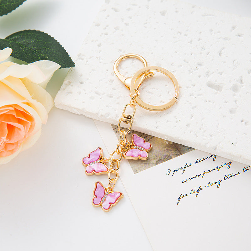 Butterfly Keychain Set Crystal Bag Charm Accessory