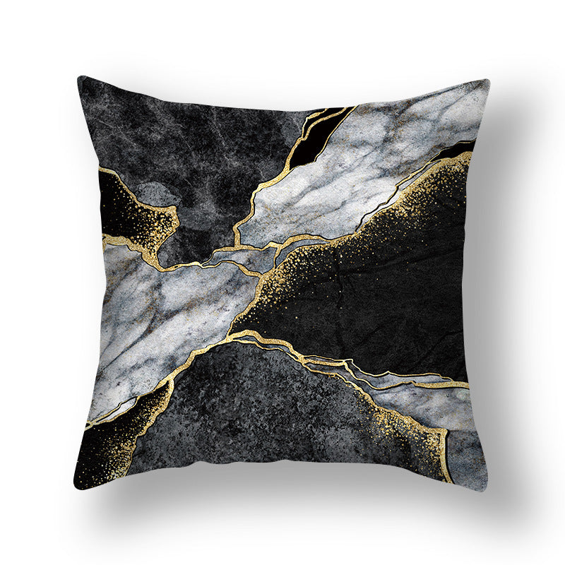 Abstract Gold Foil Linen Throw Pillow Cover 18x18 Square