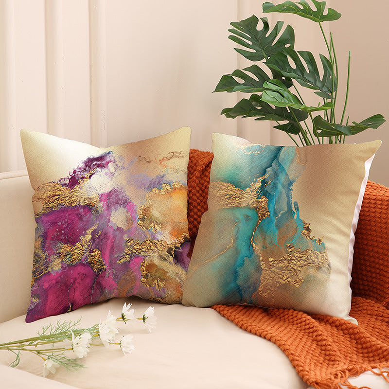 Gold Foil Abstract Marble Cushion Cover Nordic Style