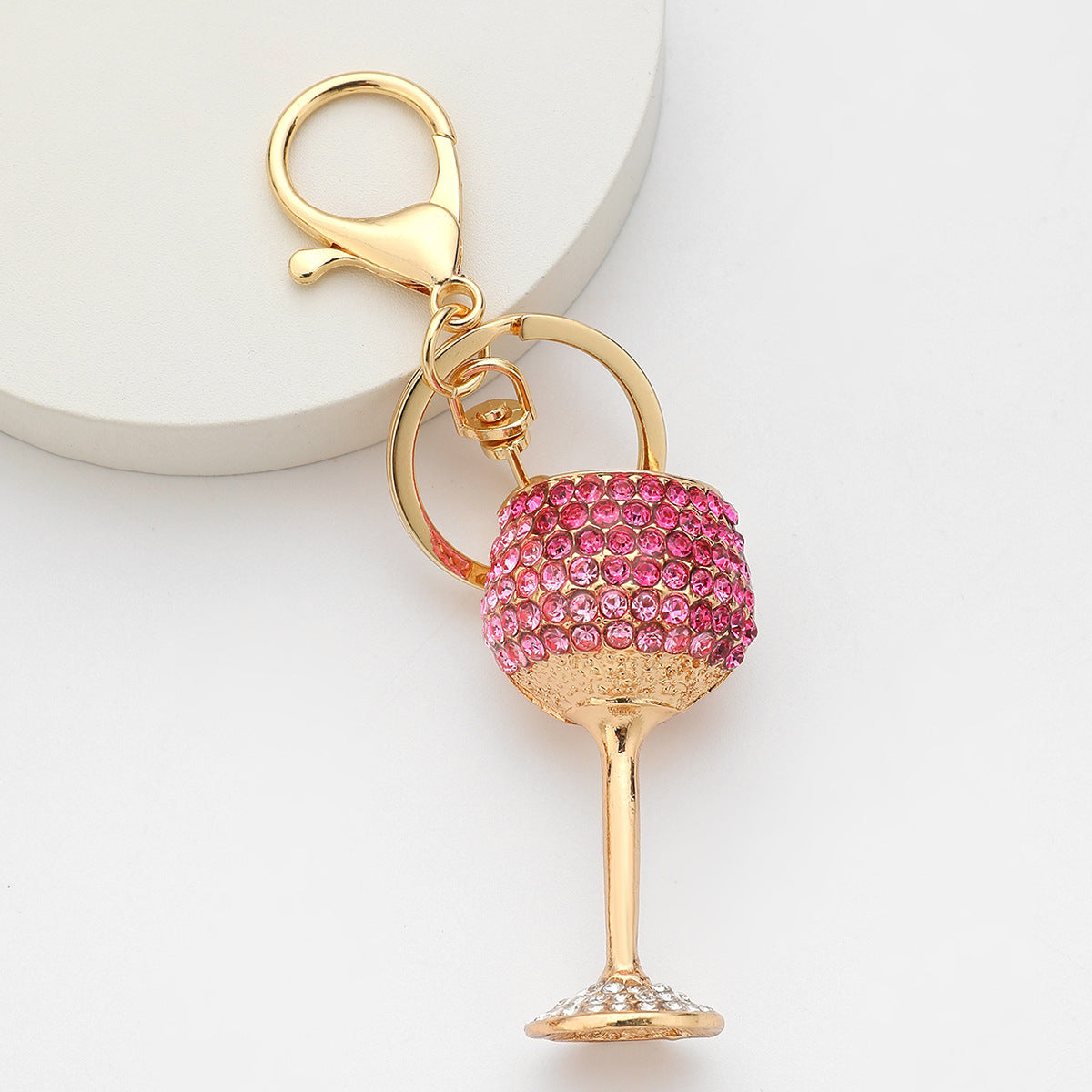 Wine Glass Crystal Keychain with Sparkling Rhinestone Charm