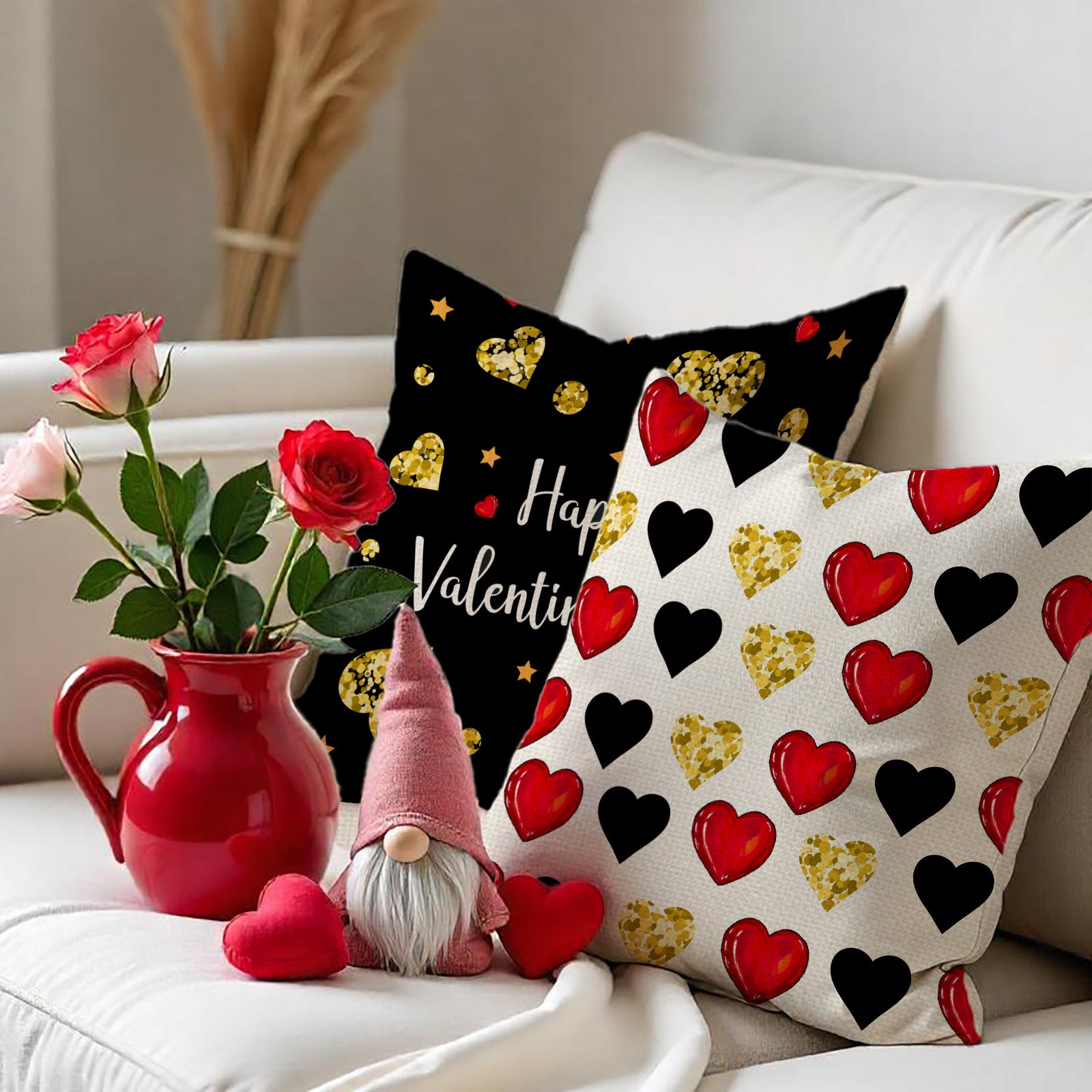 Valentines Day Heart Throw Pillow Covers Romantic Home Decor