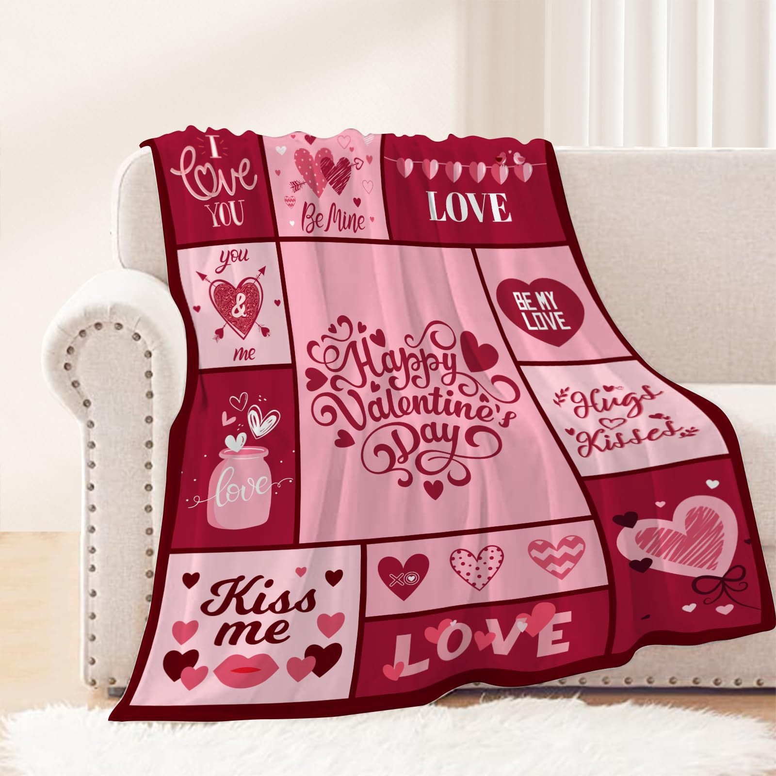 Valentine’s Day Heart Pattern Plush Throw Blanket