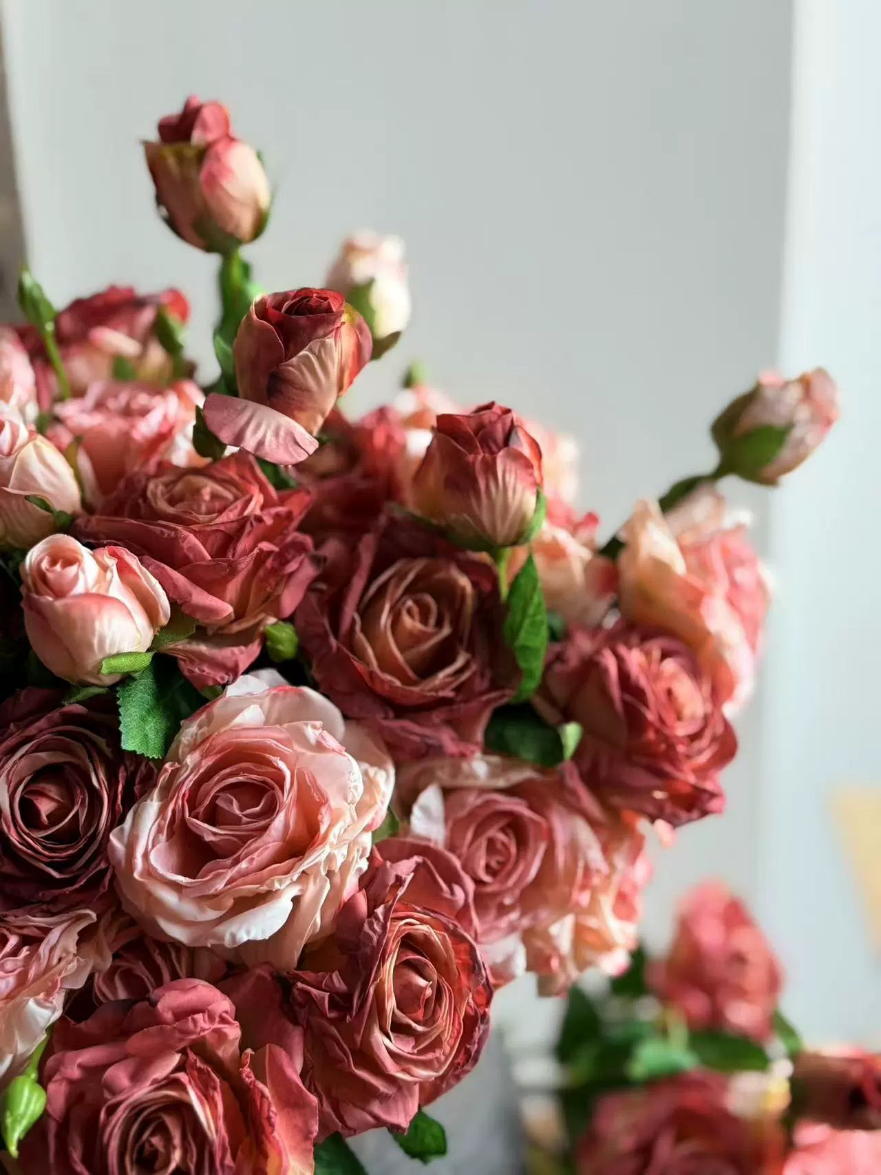 Valentine’s Day Vintage Faux Rose Bouquet Burnt Edge Decor