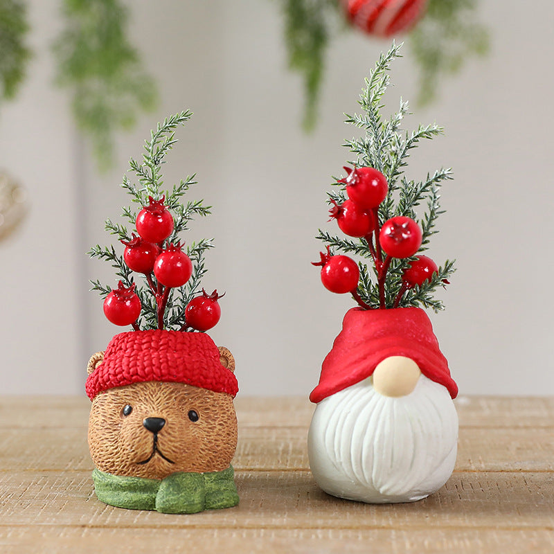 Foam Cement Christmas Character Planter Holiday Tabletop Decor