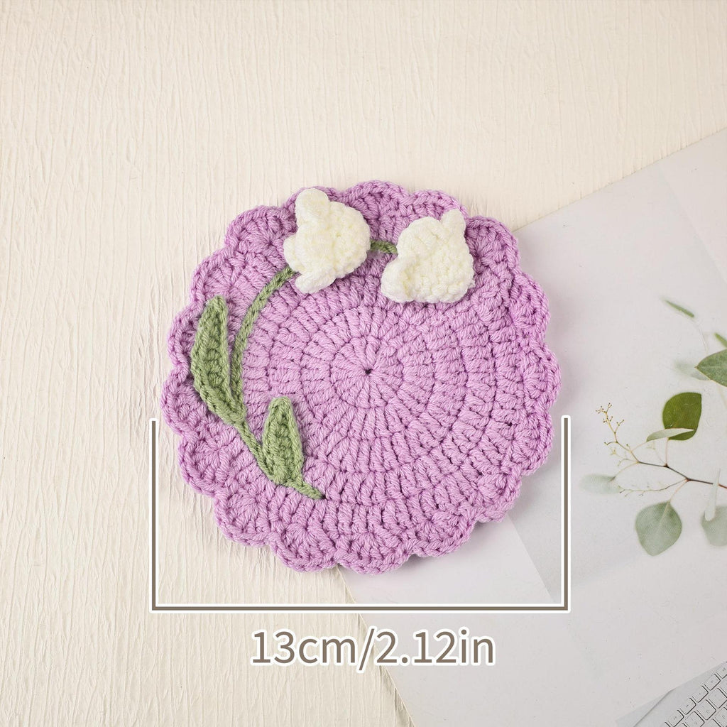 Crochet Flower Coaster Handmade Table Mat Floral Home Decor