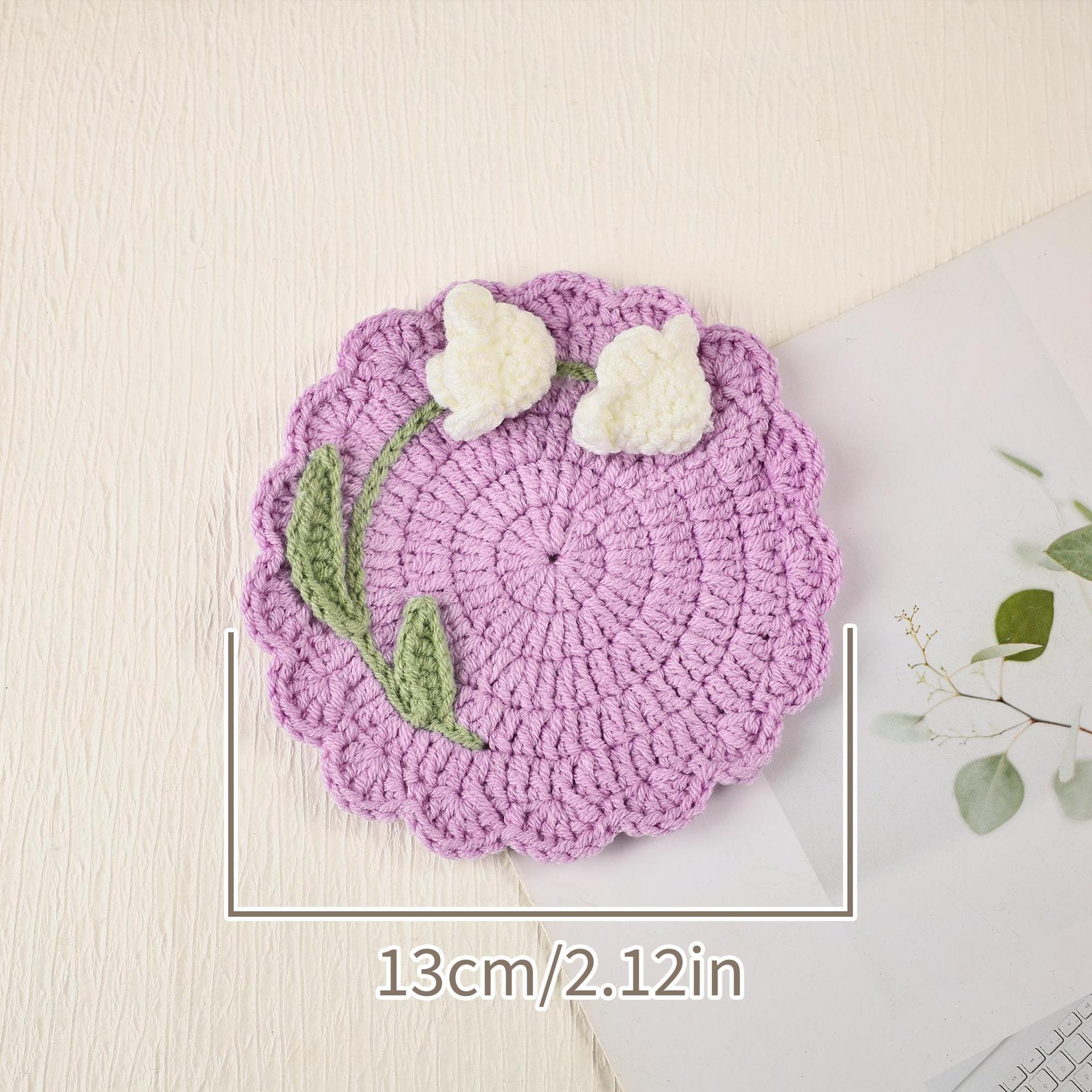 Crochet Flower Coaster Handmade Table Mat Floral Home Decor