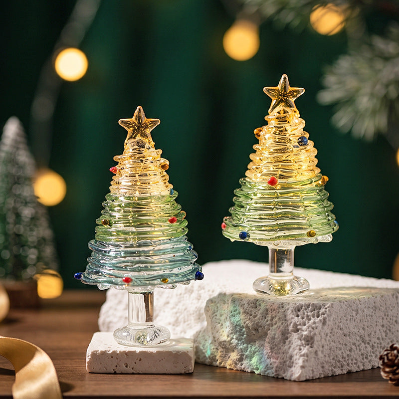 Glass Christmas Tree Tabletop Decoration Holiday Home Decor