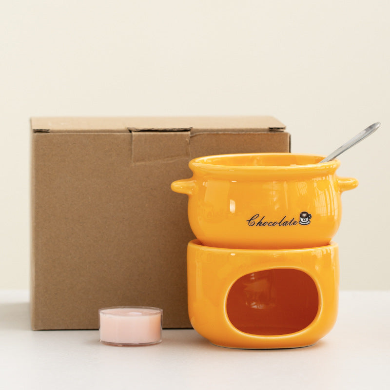 Ceramic Chocolate Fondue Mug with Hollow Warmer Base