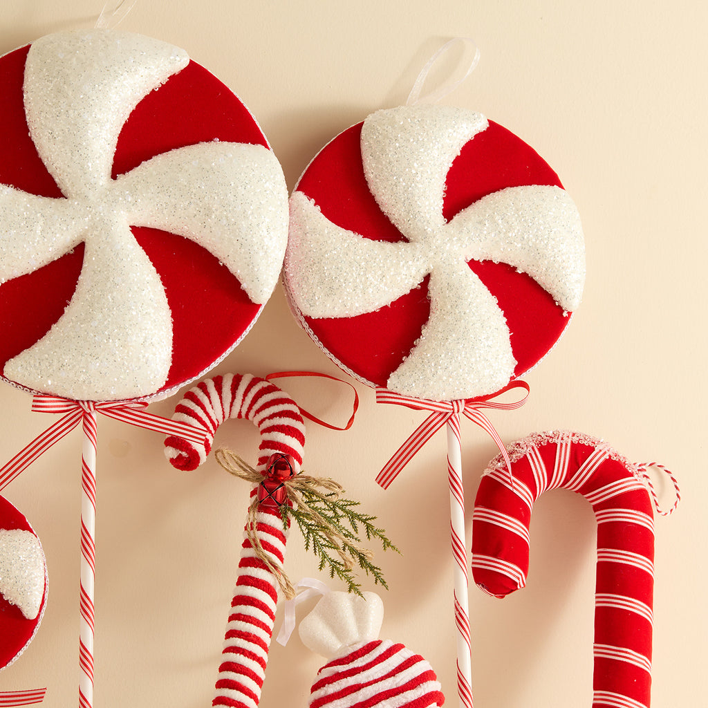 Christmas Candy Cane Lollipop Plush Ornament Holiday Tree Decor