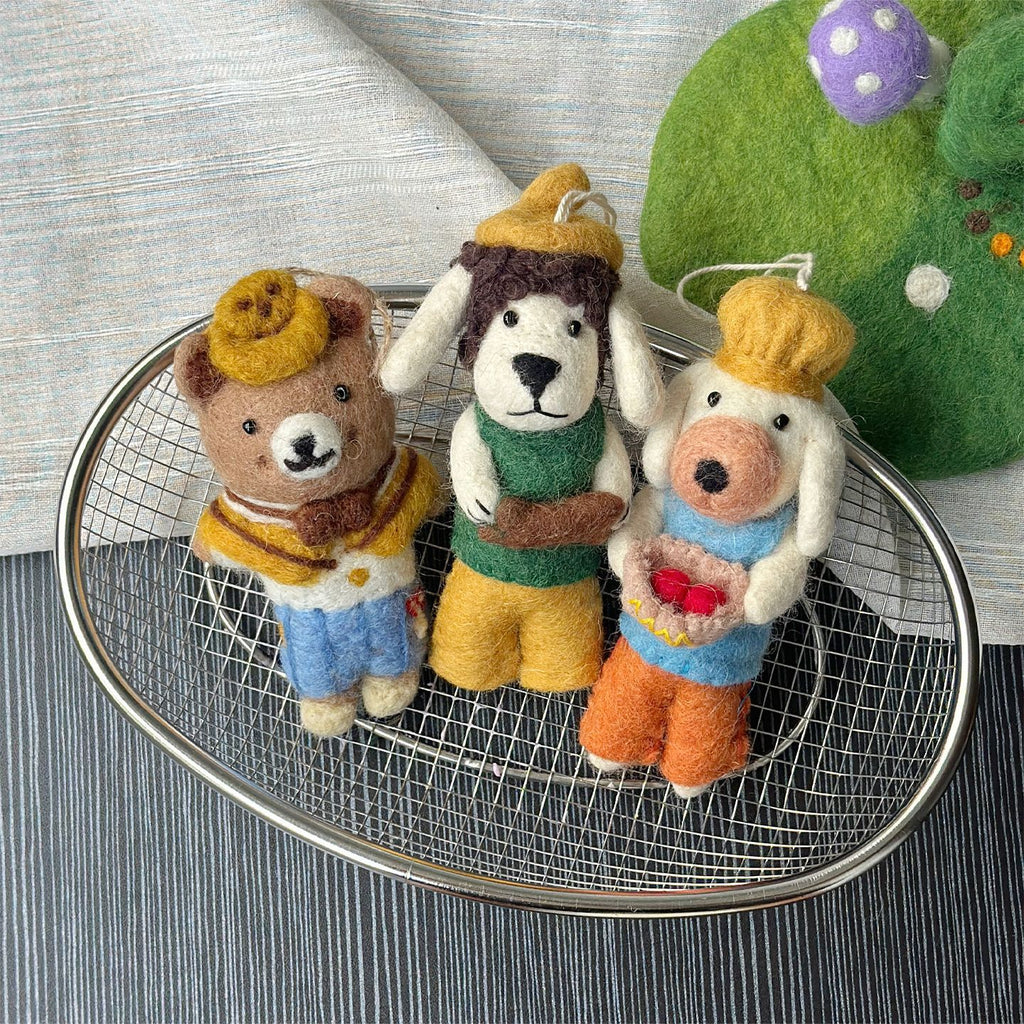 Handmade Wool Felt Animal Puppy Bear Hanging Ornament Bag Charm