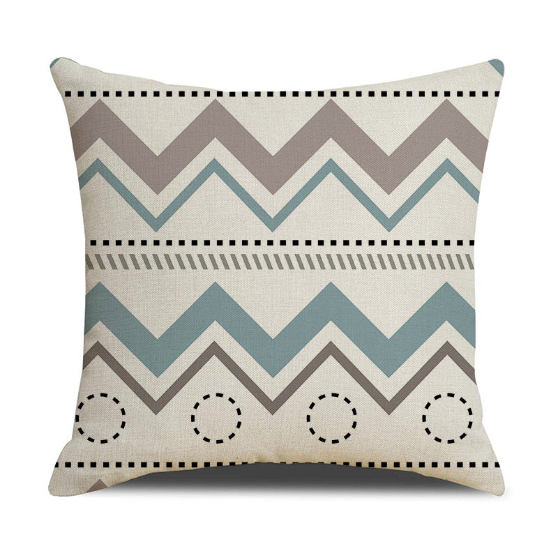 Linen Geometric Letter Throw Pillow Cover Square Sofa Decor
