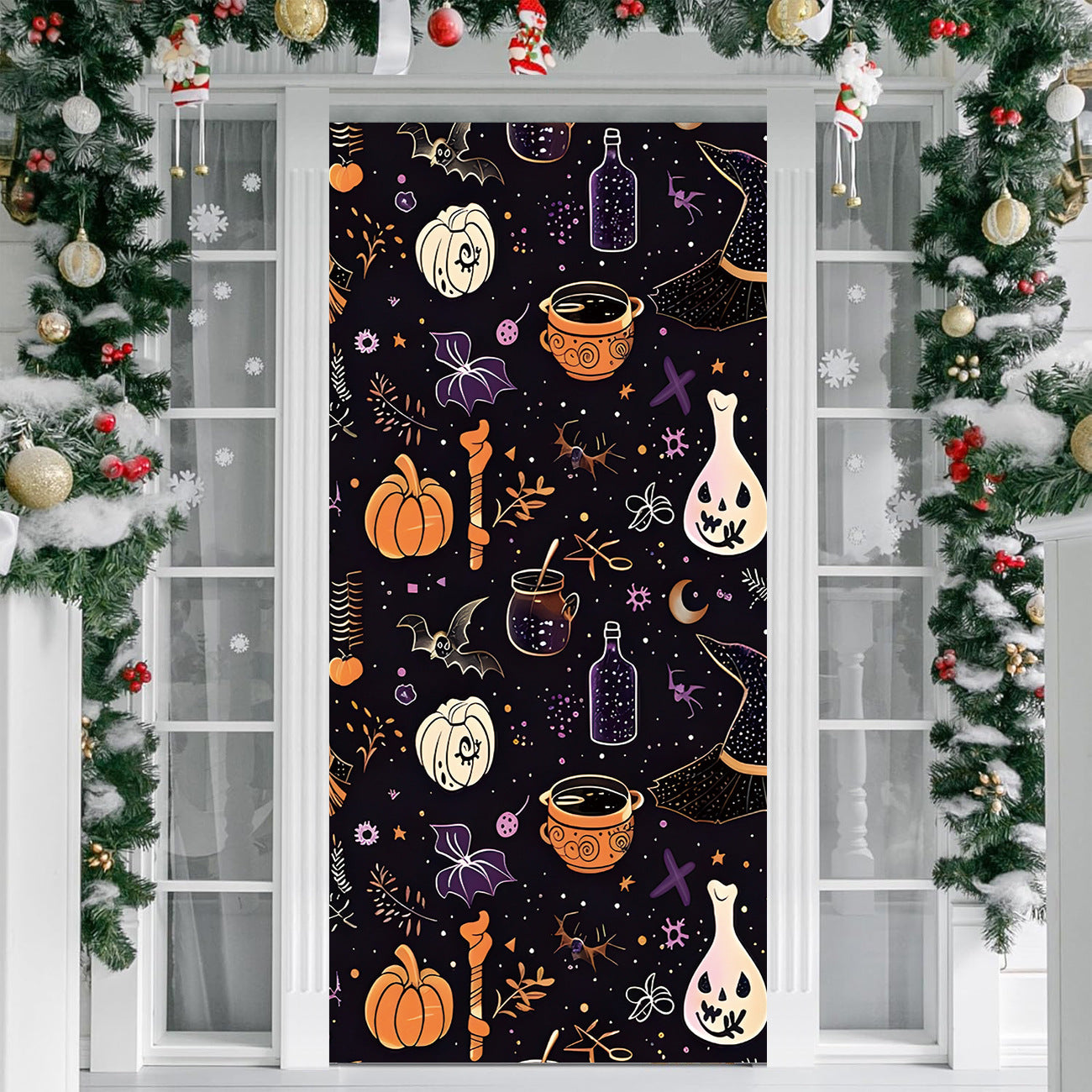 Halloween Door Cover Polyester Seasonal Party Decoration